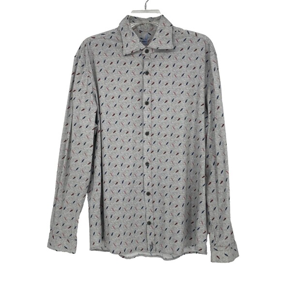 Johnnie O Featherweight Button Down Mens LARGE Light Gray Golf Outdoors - Picture 1 of 16